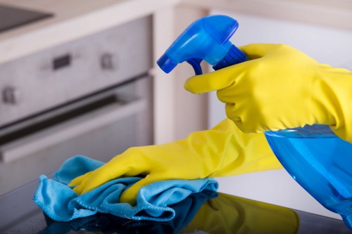 Cleaner working in a Twickenham family home with careful attention to detail